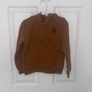 Carhartt Kids Brown Half-Zip Hoodie with Logo
